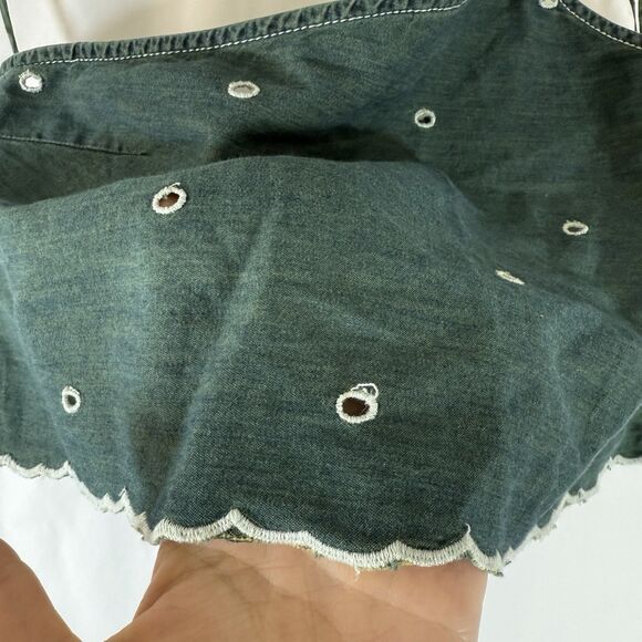 Zara Crop Top Women's XS Solid Green Polka Dot 100% Cotton One Strap - Picture 2 of 9